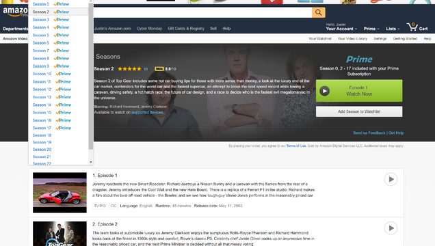 Illustration for article titled You Can Now Stream Seasons 2 Through 17 Of Top Gear On Amazon Prime